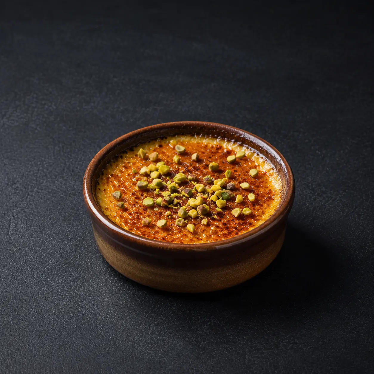 Crème brûlée aux éclats de pistaches